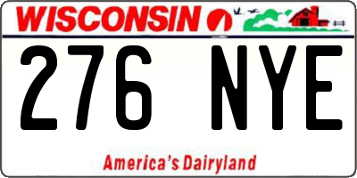 WI license plate 276NYE