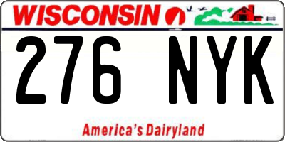 WI license plate 276NYK