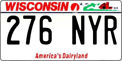 WI license plate 276NYR
