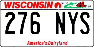 WI license plate 276NYS