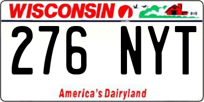 WI license plate 276NYT