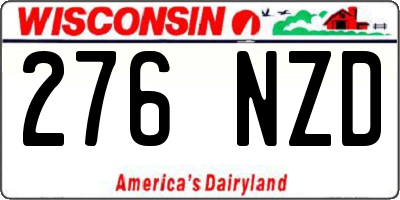 WI license plate 276NZD