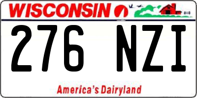WI license plate 276NZI