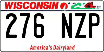 WI license plate 276NZP
