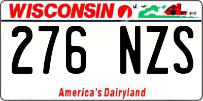 WI license plate 276NZS
