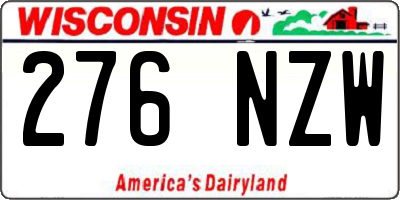 WI license plate 276NZW