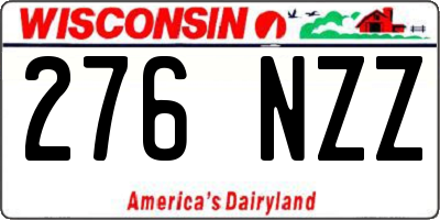 WI license plate 276NZZ