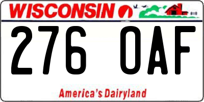 WI license plate 276OAF
