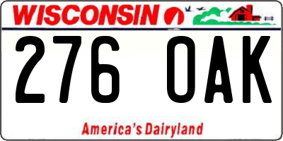 WI license plate 276OAK