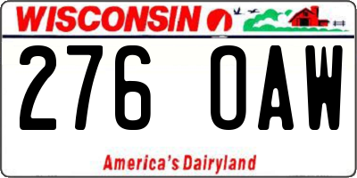 WI license plate 276OAW