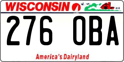 WI license plate 276OBA