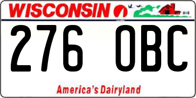 WI license plate 276OBC