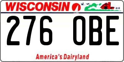 WI license plate 276OBE
