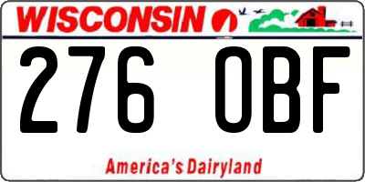 WI license plate 276OBF