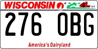 WI license plate 276OBG