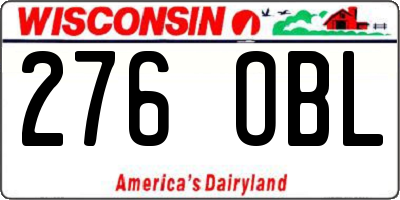 WI license plate 276OBL