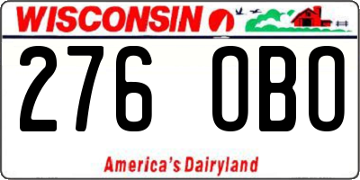 WI license plate 276OBO