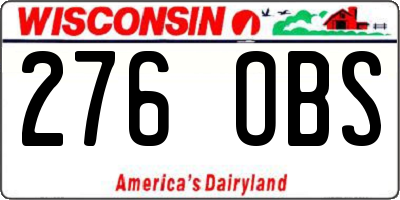 WI license plate 276OBS