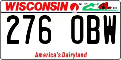 WI license plate 276OBW