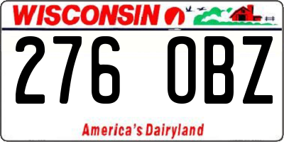 WI license plate 276OBZ