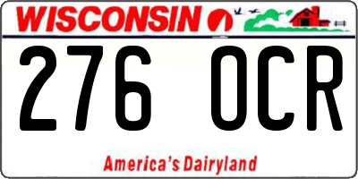 WI license plate 276OCR