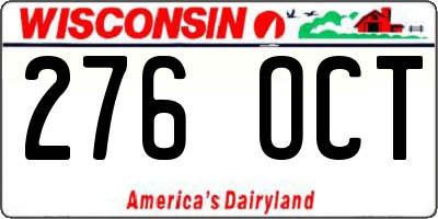 WI license plate 276OCT