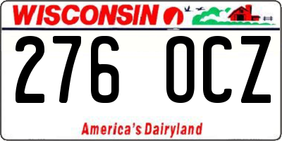 WI license plate 276OCZ