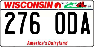 WI license plate 276ODA