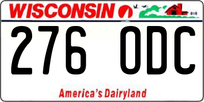 WI license plate 276ODC