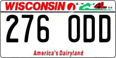 WI license plate 276ODD