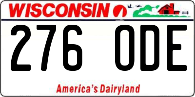 WI license plate 276ODE
