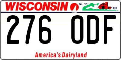 WI license plate 276ODF