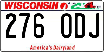 WI license plate 276ODJ