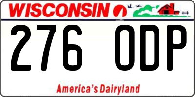 WI license plate 276ODP