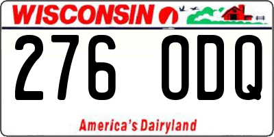 WI license plate 276ODQ