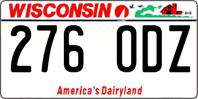 WI license plate 276ODZ