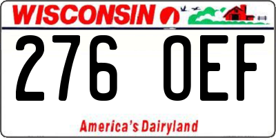WI license plate 276OEF