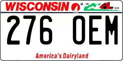 WI license plate 276OEM