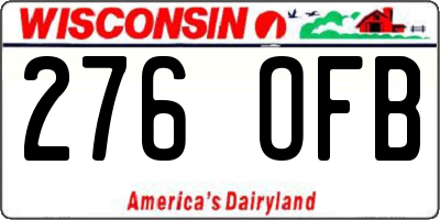 WI license plate 276OFB