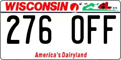 WI license plate 276OFF
