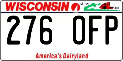 WI license plate 276OFP