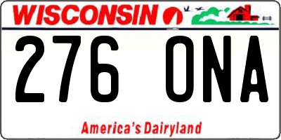 WI license plate 276ONA