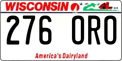 WI license plate 276ORO