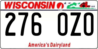 WI license plate 276OZO