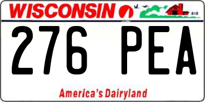 WI license plate 276PEA