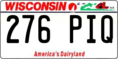 WI license plate 276PIQ