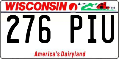 WI license plate 276PIU