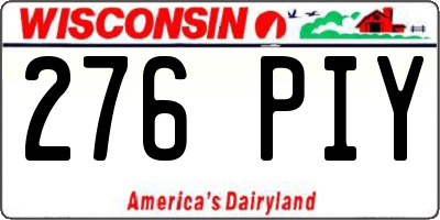 WI license plate 276PIY