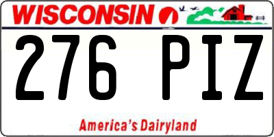 WI license plate 276PIZ