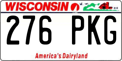 WI license plate 276PKG